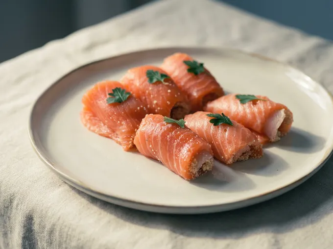 Rotolini di salmone freschissimo, lavorati a mano